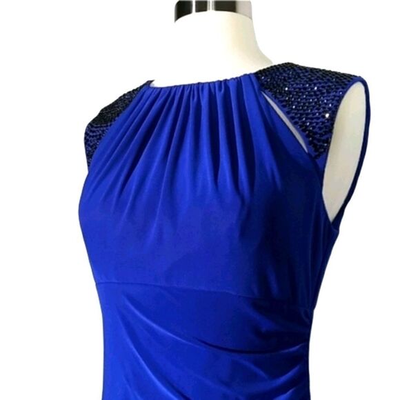 Cache Royal Blue Studded Ruched Cocktail Dress 6 - Picture 2 of 8